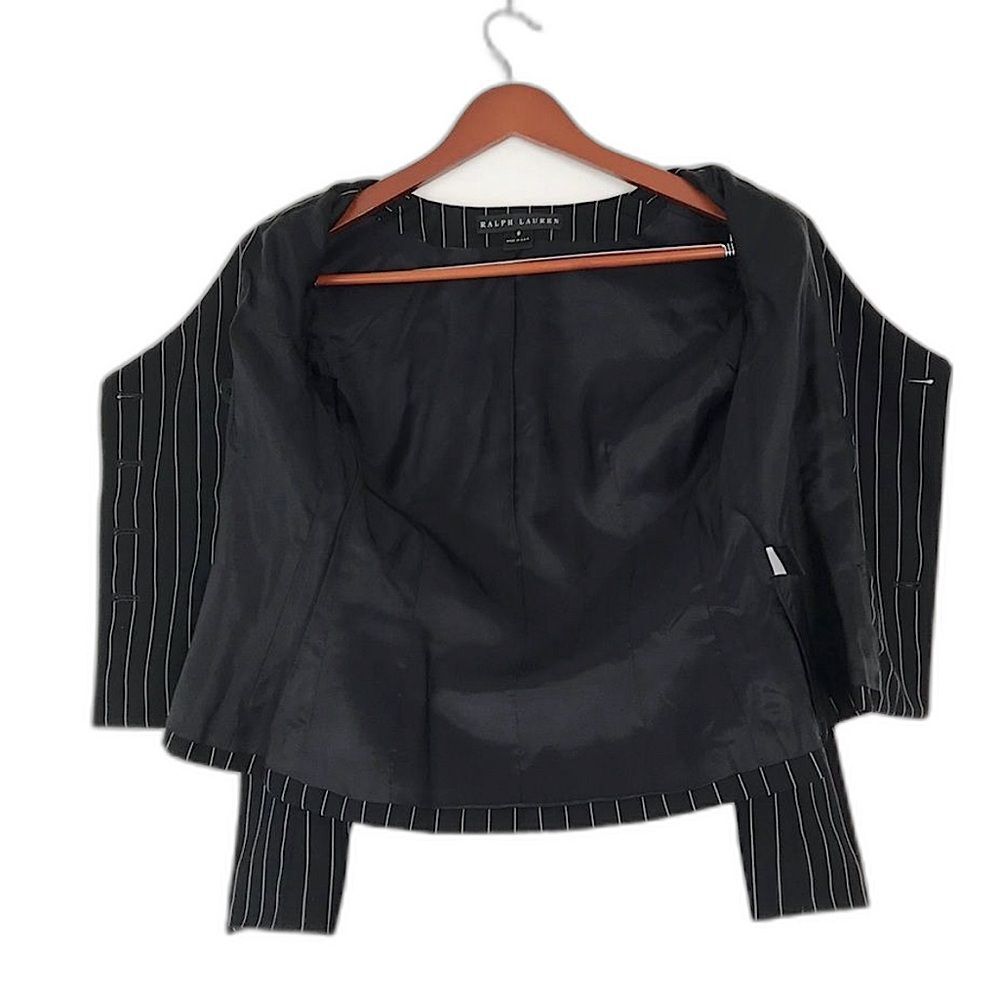 Ralph Lauren Black Label Pinstripe Double-Breasted Wool Jacket Size 6 - Picture 3 of 7